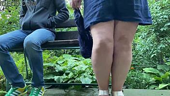 Huge panties got wet from pissing in the public park