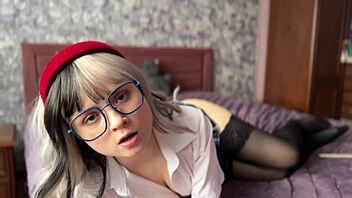 Naughty college girl in cosplay