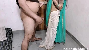 Beautiful Indian wife gives blowjob and gets fucked hard