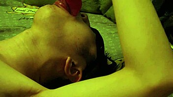 Giant wolf interacts roughly with male college student in fantasy scenario