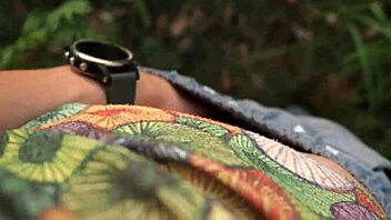 Real amateur brunette gets ass fucked and creampied in forest pov