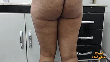 Housewife washes dishes then takes dick.