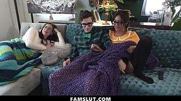 Petite asian stepsister rides stepbrother's cock beside stepmom!