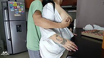 i invite stepson for pizza but give juicy pussy