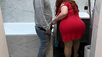 stepmom lets stepson touch her big ass 😏 anal blowjob