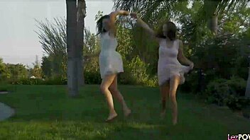 romantic outdoor scene with shaved lesbians