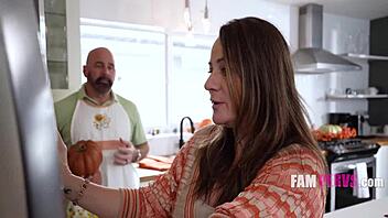 violet gems sucks step papa's cock in kitchen 😈