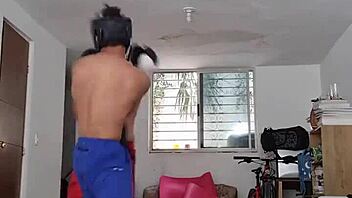 i say, 'sometimes i do boxing or try to boxing, amateur sparring training wrestling exercise'