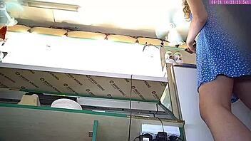 Blonde Upskirt At Work