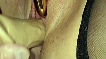 Wife's Hairless Pussy Fucked by Monster Cock Dildo