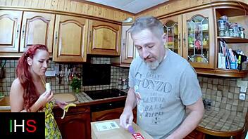 kitchen fun with dildos and swollen pussy