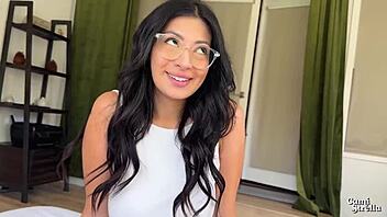 Step sis cheats and moans squirting all over me with big cock creampie