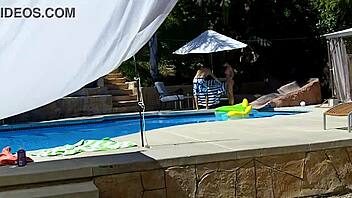 Lexi Bloom participates in pool activity with friends