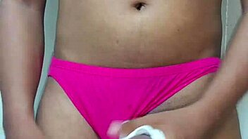 transsexual sniffs panties while masturbating