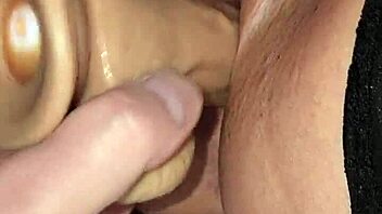 Wife's Hairless Pussy Fucked by Monster Cock Dildo