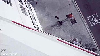 New homemade video featuring first time outdoor activities with legs and public setting.