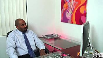 Blonde milf in roleplay begs for the job with big tits and blowjob.