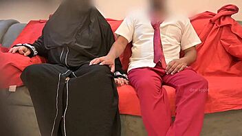 Is the muslim lady teacher playing with her student's cock?