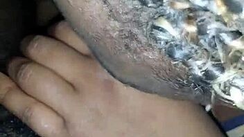 She strokes my black dick with a lot of spit