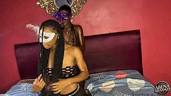 these two sexy slim teens say, 'let's play with ourselves and each other before the hardcore foursome with big black dicks.'