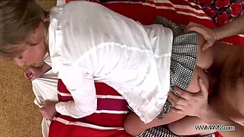 Pigtailed Young Babe Wrecked Hard By Older Man!