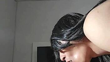 Oh wow look at this curvy crossdresser sucking and riding fat cock so eagerly!