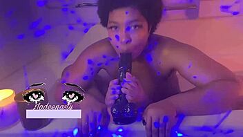 Horny Ebony With Big Tits Suggestively Sucks Dick Using Her Feet In Steamy Homemade Fetish Action