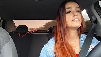 I Feel So Kinky Masturbating In The Car, Then Giving Redhead Blowjob With Dirty Talk And Creampie Finish!