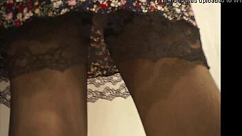 My red panties hide under the skirt during intense action