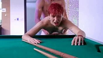fucking a pink haired tattooed slut at a pool table