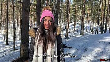 hey stranger can i ride your cock in this snowy winter forest until you creampie my tight pussy outdoors?