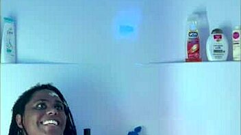 homemade ebony amateur bathing in the shower