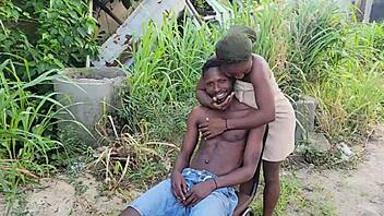 Wet pussy quickie with juicy neighbor outside.