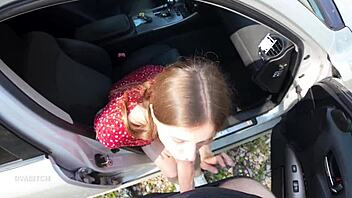 i seduced my driver with a sloppy deepthroat blowjob and swallowed his cum outdoors 😏