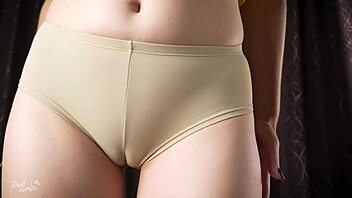 Experience a teasing camel toe ASMR in classic vintage panties with close-up views