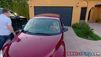 Skinny little teen gets jizzed by huge cock