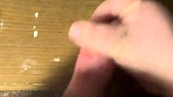 Chubby amateur with big ass and pierced cock performs solo BDSM session with cumshot