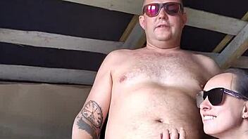 Stepsister gets so turned on when I touch her pussy while she strokes my cock to massive cumshot