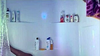 homemade ebony amateur bathing in the shower