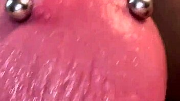 Chubby amateur with big ass and pierced cock performs solo BDSM session with cumshot