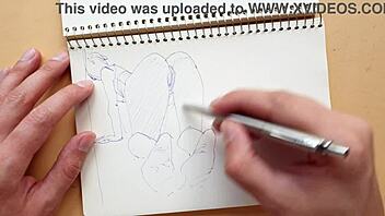 Quick sketch of doggy-style pose with foot fetish using parker ballpoint pen in my sketchbook