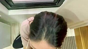 amateur blows deep on big ass natural tits in steamy affair