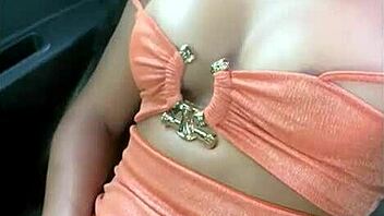 Real taxi ride flash with masturbate dildo tasting creamy pussy in public outdoor car action! 🚕💦