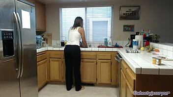 jess ryan sexy milf in kitchen, roleplaying solo with big ass