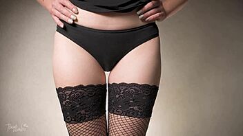 hey, check out this sensual thigh gap tease with sexy legs in lingerie and fishnets