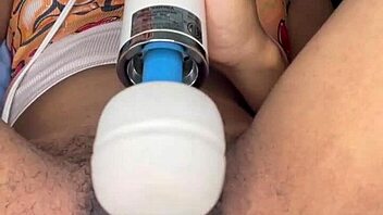 Exclamatory raw horny slut edges her ebony hairy pussy with tongue close up!