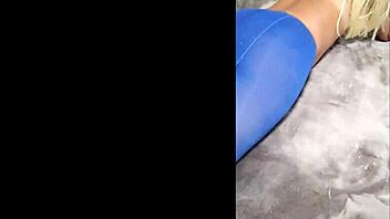 milf with perfect body struts in pantyhose and eight inch heels showing off big ass and tits