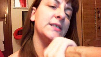 i'm showing you how to use rubber pussy or real one, better with your mom masturbating