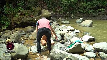 i uh fuck this stranger right in the waterfall and uh everyone catches us watching