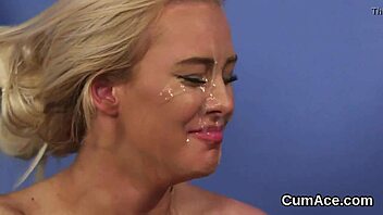 hot looker gets sperm shot on face